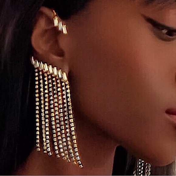 🔵𝟲𝟱%𝗢𝗙𝗙 𝗯𝘂𝗻𝗱𝗹𝗲𝘀 𝟯+🔵 NEW Rhinestone Crawler Drop Earrings - Picture 6 of 11